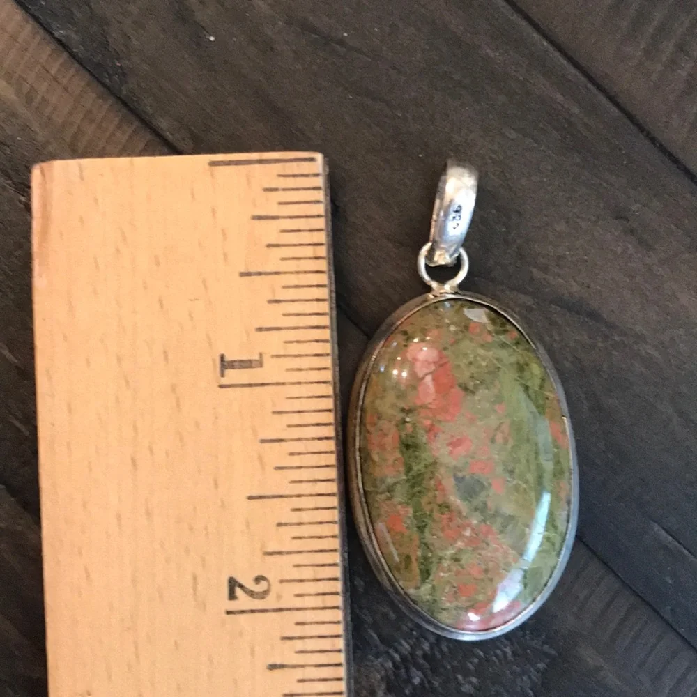 Silver & Unakite (Bad Habits Pendant) Pendant - Picture 6 of 13